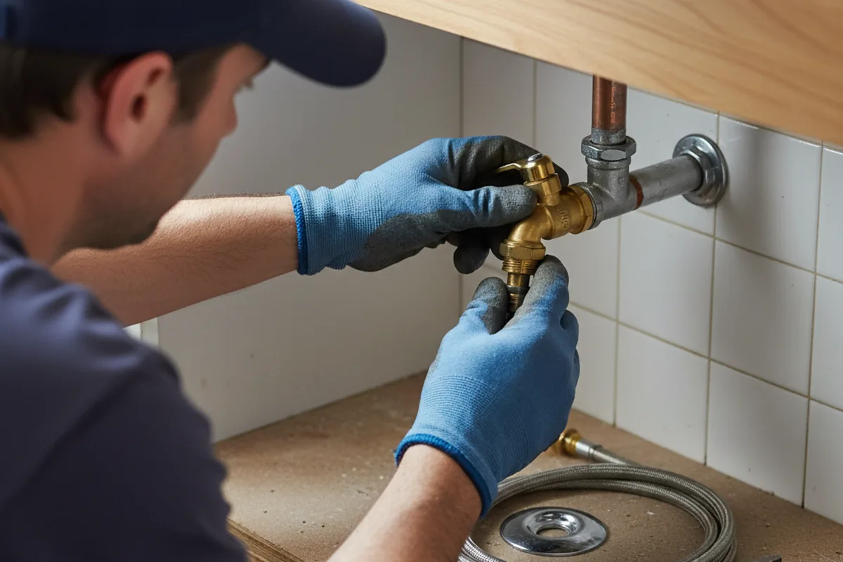 Shutoff valve and fitting work during Emergency Plumbing in Holmes